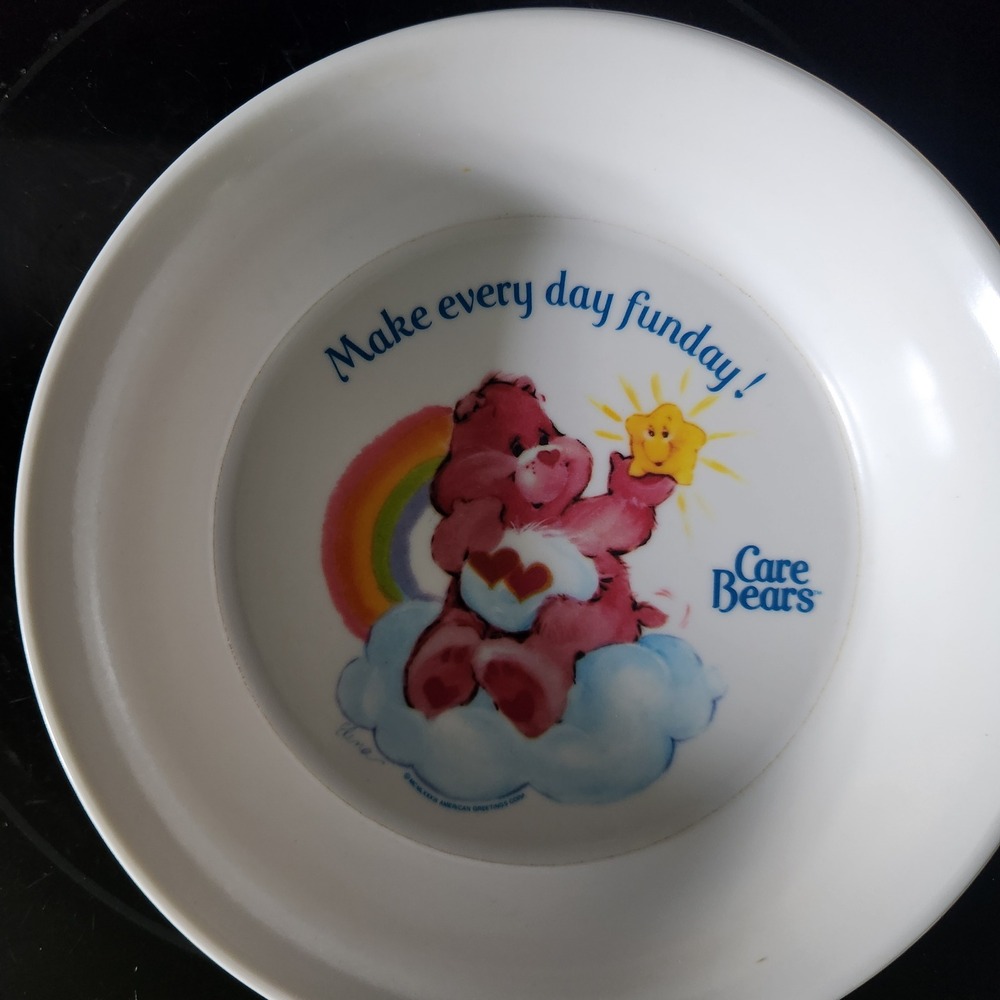 Vintage Care Bears Love-a-Lot Bear Plastic Cereal Bowl Make Every Day Funday 80s